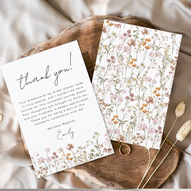 Wildflower Boho Bridal Shower Thank You Card (Creator Uploaded)