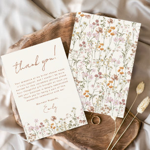 Wildflower Boho Bridal Shower Thank You Card