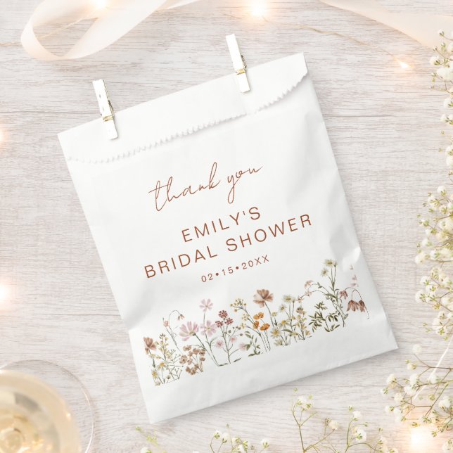 Wildflower Boho Bridal Shower Thank You Garden Favour Bags (Clipped)