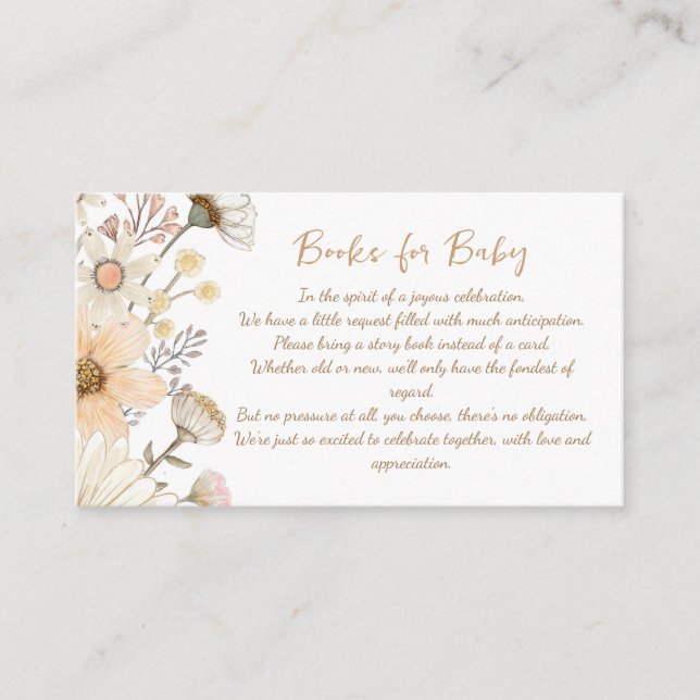 Wildflower Boho Chic Books For Baby Enclosure Card (Front)