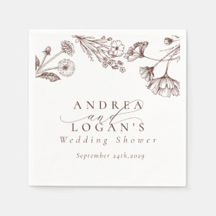 Wildflower Boho Chic Bridal Shower Napkin