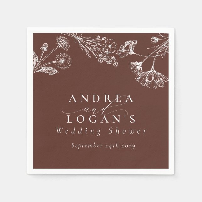Wildflower Boho Chic Bridal Shower Napkin (Front)