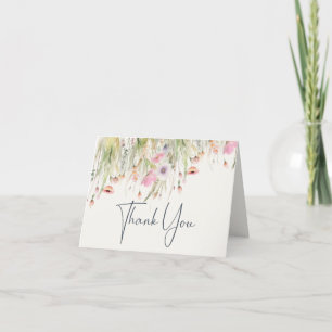 Wildflower Boho Chic   Garden Greenery Thank You  Card