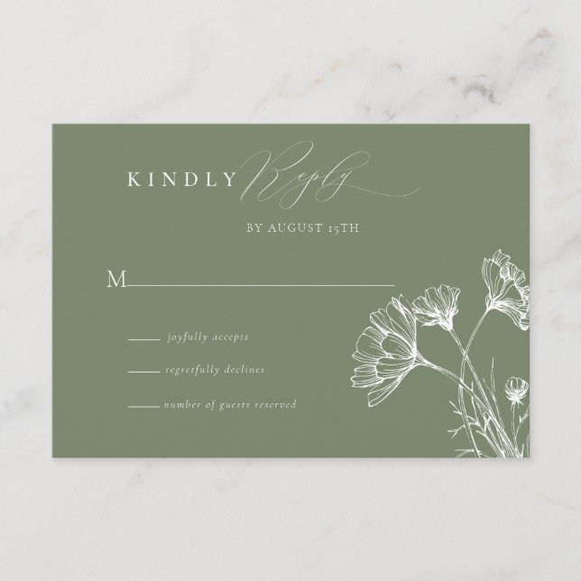 Wildflower Boho Chic Wedding RSVP Enclosure Card (Front)