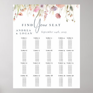 Wildflower Boho Chic Wedding Seating Chart