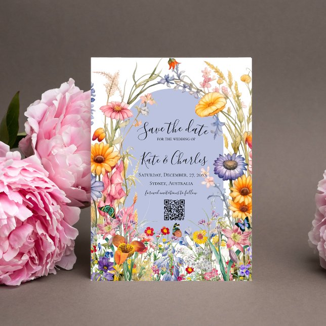Wildflower boho chic wreath save the date invite (Creator Uploaded)