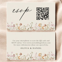 Wildflower Boho Cream RSVP QR Code Wedding