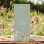 Wildflower Boho Elegant Wedding Reception Menu<br><div class="desc">The Wildflower Boho Elegant Wedding Reception Menu offers a refined yet nature-inspired design, perfect for couples seeking a romantic, bohemian ambiance for their wedding celebration. Featuring delicate wildflower illustrations in soft, earthy tones, this menu adds a touch of elegance to any table setting. The customisable layout provides space to highlight...</div>
