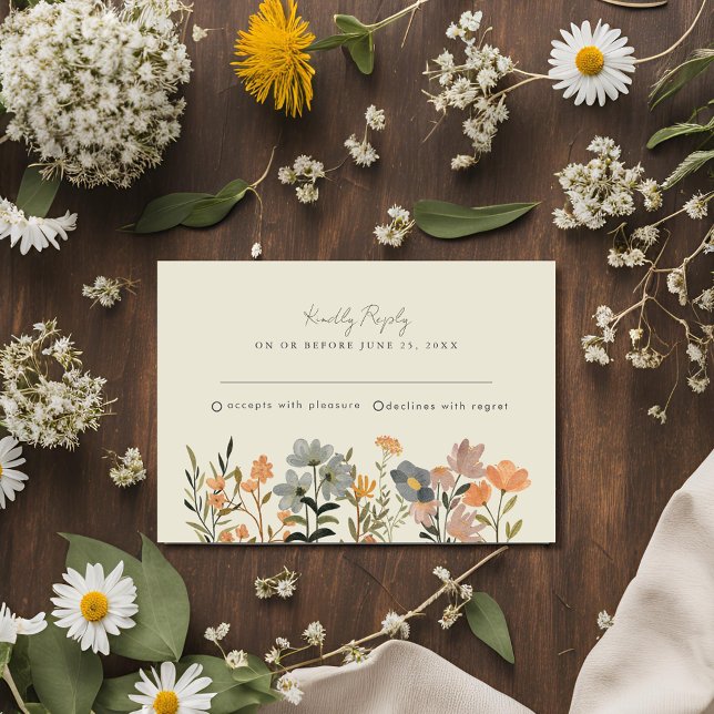 Wildflower Boho Fall Wedding RSVP  Card (Wildflower Boho Fall Wedding RSVP)