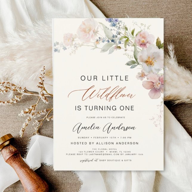 Wildflower Boho First 1st Birthday Invitation (Creator Uploaded)