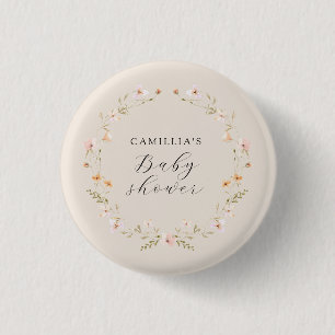 Wildflower Boho Floral Baby Shower  3 Cm Round Badge