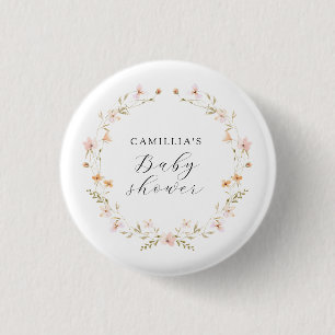 Wildflower Boho Floral Baby Shower 3 Cm Round Badge