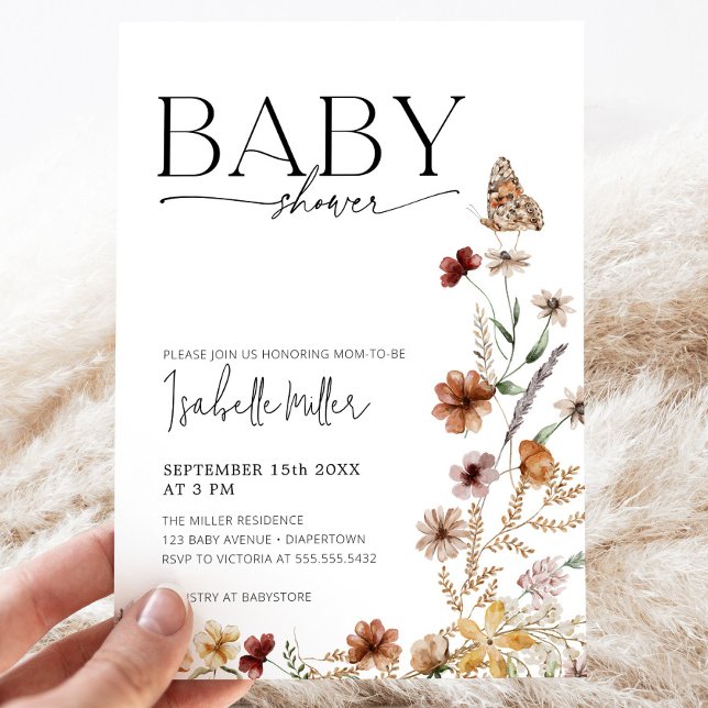 Wildflower Boho Floral Baby Shower Invitation (Creator Uploaded)