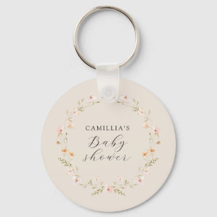 Wildflower Boho Floral Baby Shower  Key Ring