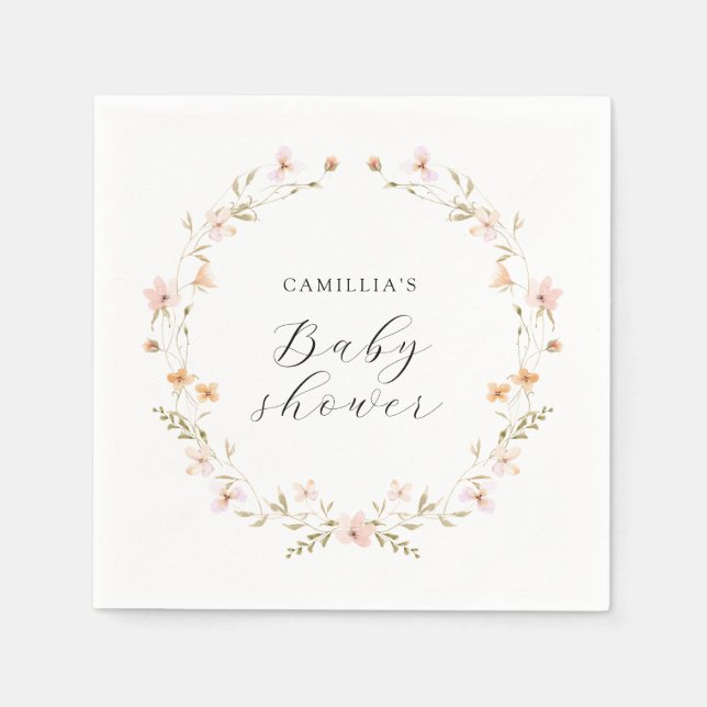Wildflower Boho Floral Baby Shower  Napkin (Front)