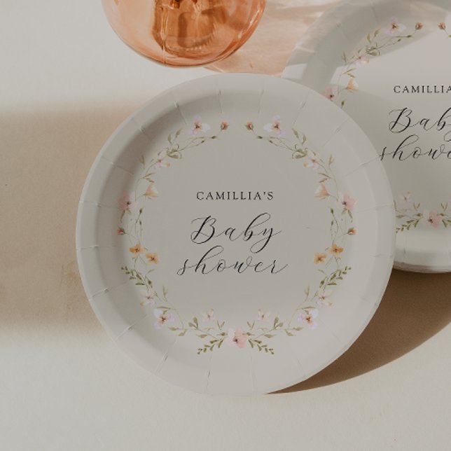 Wildflower Boho Floral Baby Shower  Paper Plate (Creator Uploaded)