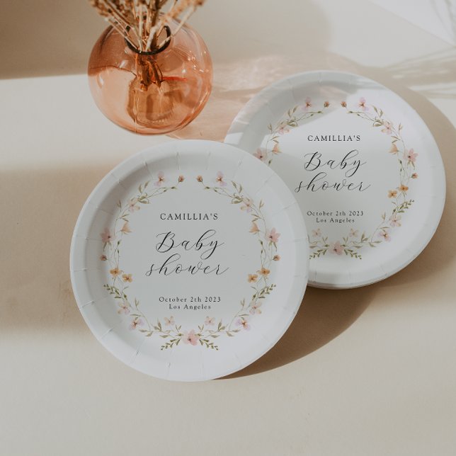 Wildflower Boho Floral Baby Shower  Paper Plate (Creator Uploaded)