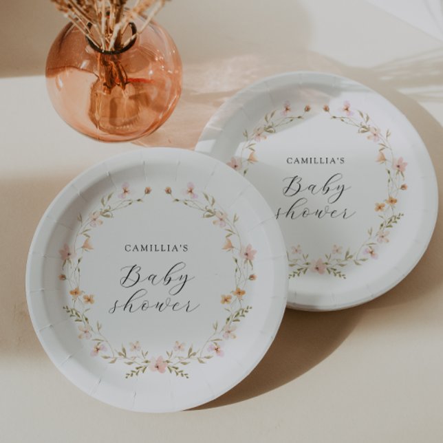 Wildflower Boho Floral Baby Shower  Paper Plate (Creator Uploaded)
