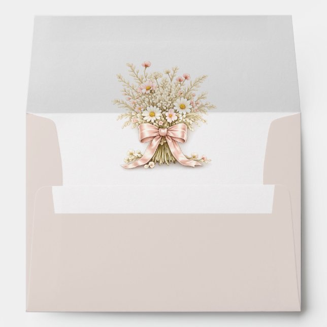 Wildflower Boho Floral Coquette Bow Baby Shower Envelope (Back (Bottom))