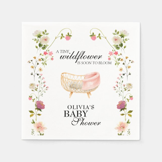 Wildflower Boho Floral Gender Neutral Baby Shower Napkin (Front)