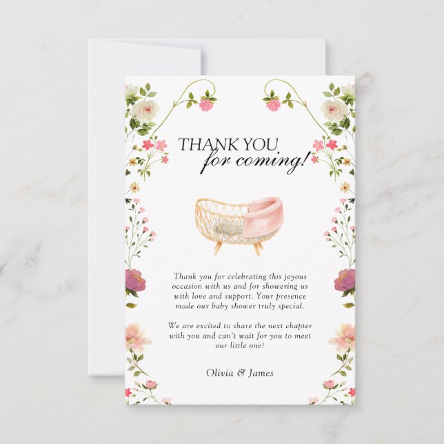Wildflower Boho Floral Gender Neutral Baby Shower Thank You Card (Front)
