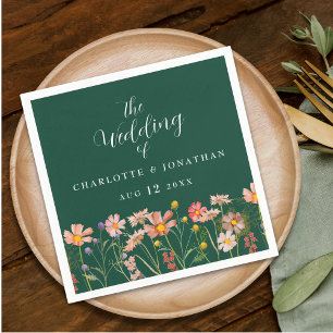 Wildflower Boho Floral Green Wedding Napkin