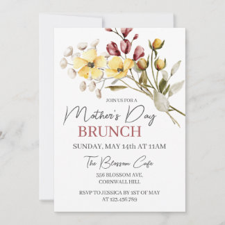 Wildflower Boho Floral Mother's Day Brunch Invitation