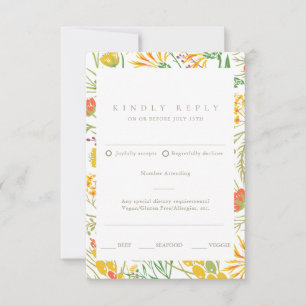 Wildflower Boho Floral QR Code Wedding RSVP Card