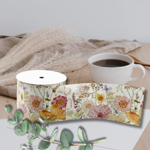 Wildflower boho floral ribbon grosgrain ribbon