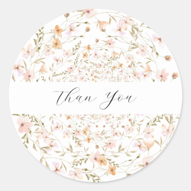 Wildflower Boho Floral Wedding Classic Round Sticker (Front)