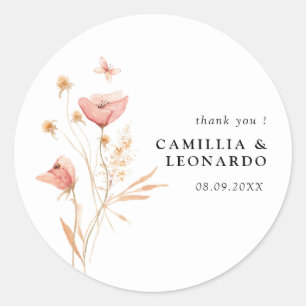 Wildflower Boho Floral Wedding Classic Round Sticker