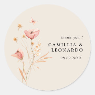 Wildflower Boho Floral Wedding Classic Round Sticker