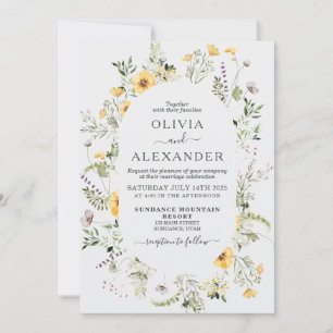 Wildflower boho floral wedding Invitation