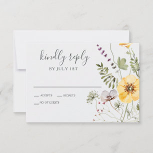Wildflower Boho Floral Wedding RSVP Card