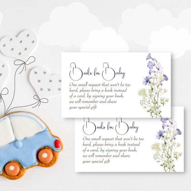 Wildflower boho flowers baby shower book request enclosure card (Wildflower boho wild meadow delicate flowers baby shower book request enclosure card books for baby)