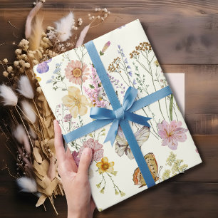 Wildflower boho flowers wrapping paper