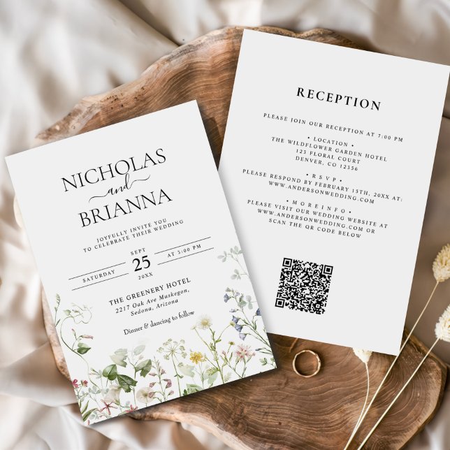 Wildflower Boho Garden All in One QR Wedding Invitation (Creator Uploaded)