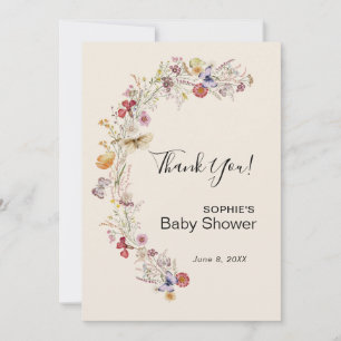 Wildflower Boho Garden Baby In Bloom Thank You Card