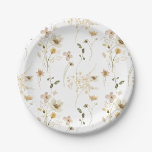 Wildflower Boho garden Floral bridal shower Paper Plate