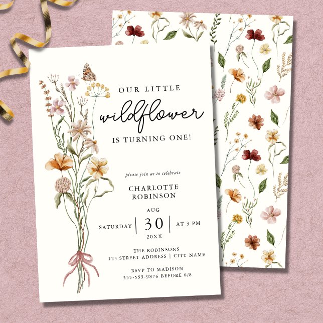 Wildflower Boho Garden Floral First Birthday Invitation (Creator Uploaded)