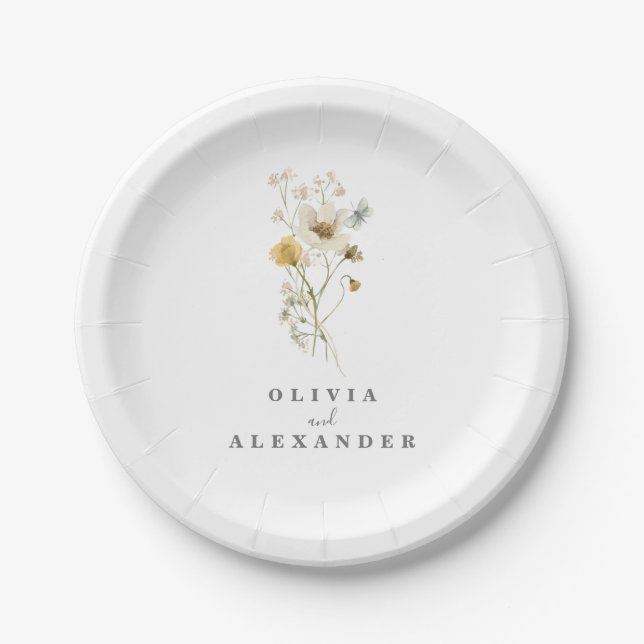 Wildflower Boho garden floral Paper Plate (Front)