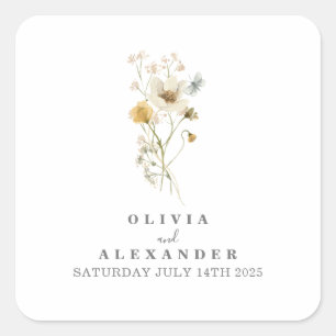 Wildflower Boho garden floral Square Sticker