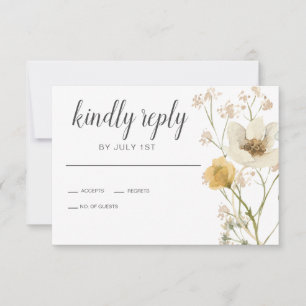 Wildflower Boho garden Floral Wedding RSVP Card