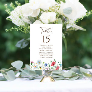 Wildflower Boho Garden Table Number Seating Chart