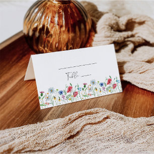 Wildflower Boho Garden Wedding Folded Place Card