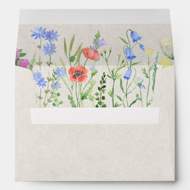 Wildflower Boho Garden Wedding Invitation Envelope (Back (Bottom))