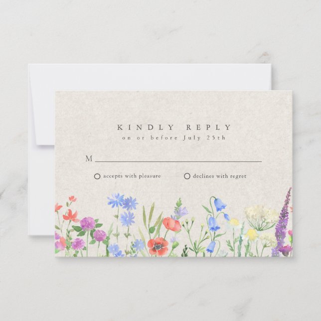Wildflower Boho Garden Wedding RSVP  (Front)