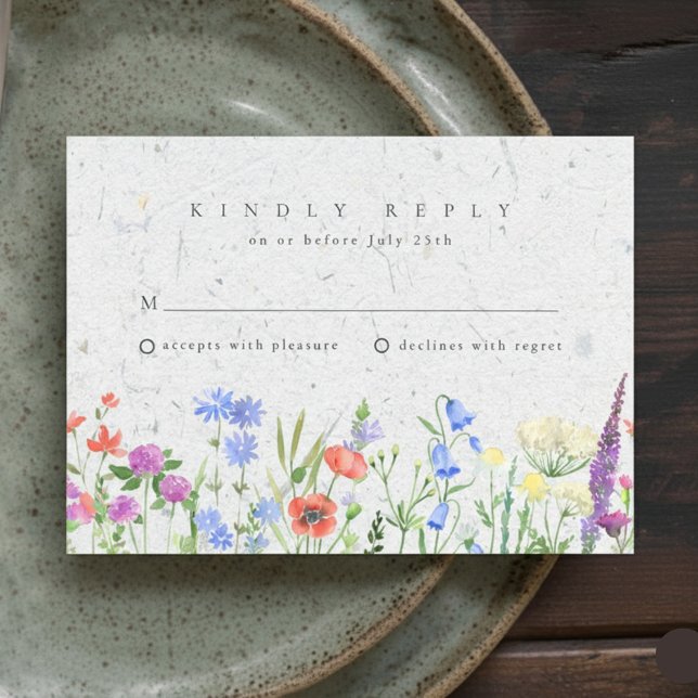 Wildflower Boho Garden Wedding RSVP  Card (Wildflower Boho Garden Wedding RSVP)