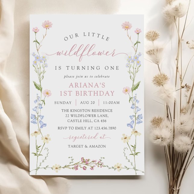 Wildflower Boho Girl 1st Birthday Party Invitation (Creator Uploaded)