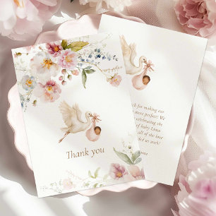 Wildflower Boho Girl Baby Shower Thank You Card